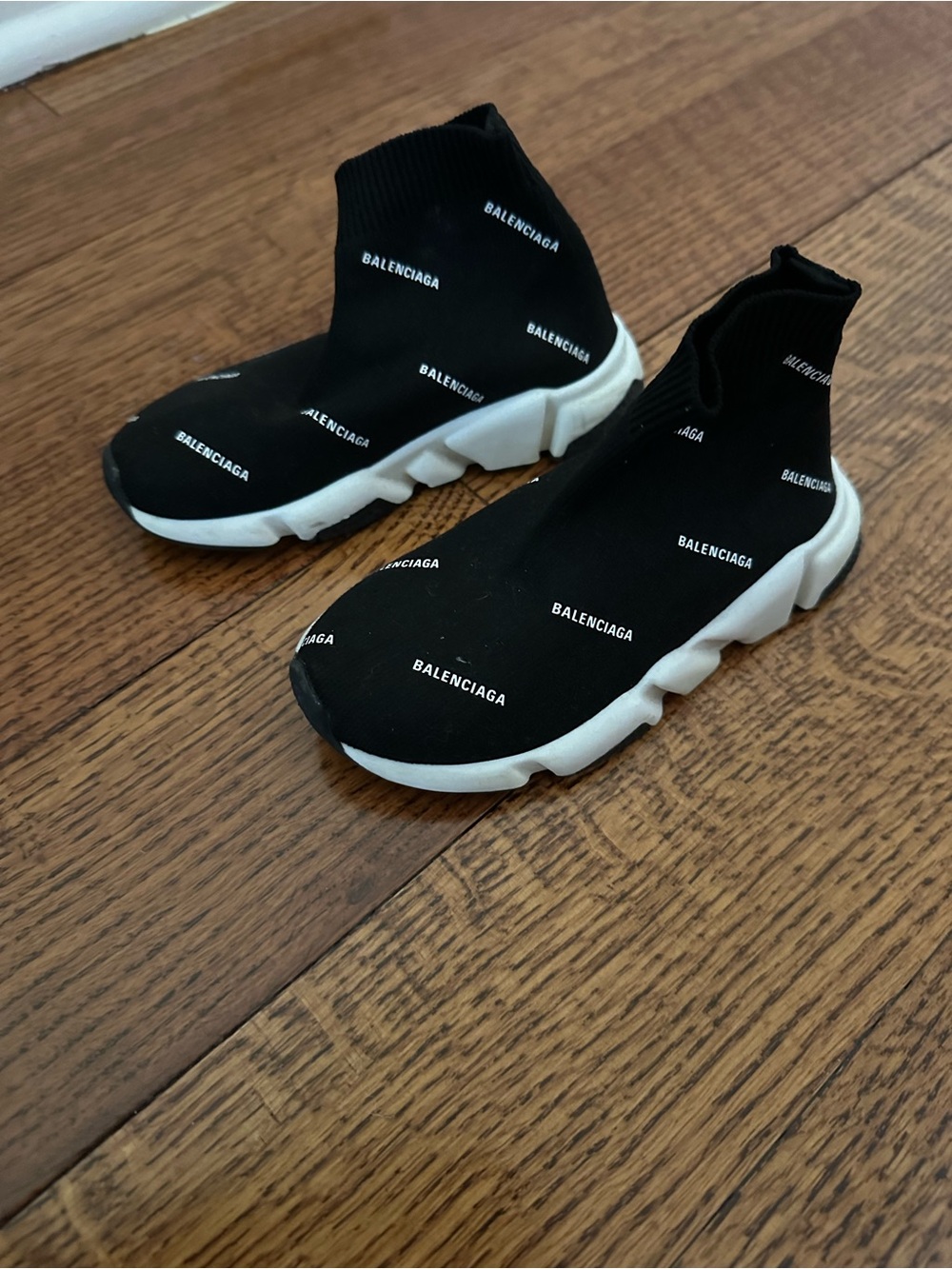 Balenciaga Kids Black Sock Sneakers with White Soles